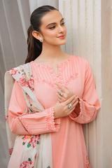 ZIVA - 3PC LAWN EMBROIDERED SHIRT WITH PRINTED DUPATTA AND TROUSER - HZG1527