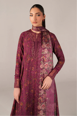 IZNIK - 3PC LAWN PRINTED FROCK WITH SILK PRINTED DUPATTA AND TROUSER - HZG3011