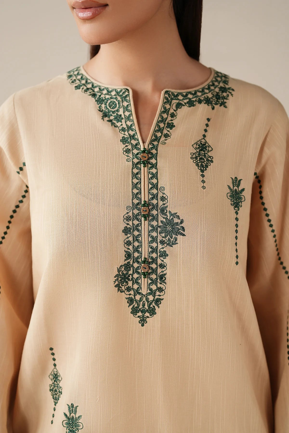 BAROQUE - 3PC DHANAK EMBROIDERED SHIRT WITH TWILL PRINTED SHAWL AND TROUSER - HZU2539