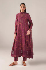 IZNIK - 3PC LAWN PRINTED FROCK WITH SILK PRINTED DUPATTA AND TROUSER - HZG3011