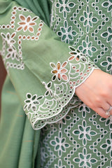 MIRAKHI - 3PC LAWN CHIKANKAARI EMBROIDERED SHIRT WITH LAWN TUBE SLUB DUPATTA AND TROUSER - HZG2234