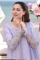 IMROZIA - 3PC LAWN CHIKANKAARI EMBROIDERED SHIRT WITH KHADDI NET EMBROIDERED DUPATTA AND TROUSER - HZG2862