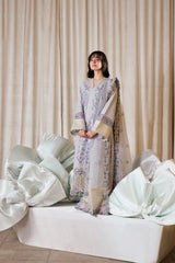 MARYAM HUSSAIN - 3PC LAWN EMBROIDERED SHIRT WITH KHADDI NET EMBROIDERED DUPATTA AND TROUSER - HZG3050