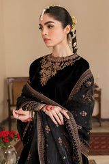 BAROQUE - 3PC VELVET EMBROIDERD SHIRT WITH VELVET EMBROIDERED TROUSER AND EMBROIDERED ORGANZA DUPATTA - HZG1350