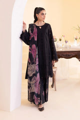 IZNIK - 3PC DHANAK EMBROIDERED SHIRT WITH TWILL PRINTED SHAWL AND TROUSER - HZG2423