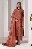 SOBIA NAZIR - 3PC DHANAK EMBROIDERED SHIRT WITH DHANAK EMBROIDERED SHAWL AND TROUSER - HZG2027