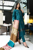 URGE - 3PC KHADDAR SEQUEN CHIKANKAARI EMBROIDERED SHIRT WITH PASHMINA JACQUARD SHAWL AND TROUSER - HZG2050