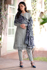 JAZMIN - 3PC LAWN EMBROIDERED SHIRT WITH MANAAR PRINTED DUPATTA AND TROUSER - HZG1881