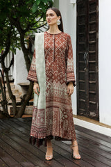 BAROQUE - 3PC KARANDI PRINTED SHIRT WITH KARANDI PRINTED SHAWL AND TROUSER - HZG3145
