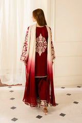 JAZMIN - 3PC LAWN EMBROIDERED SHIRT WITH CHIFFON TYE AND DYE DUPATTA AND TROUSER - HZG2855