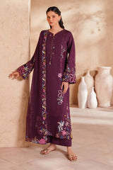 IZNIK - 3PC LAWN EMBROIDERED SHIRT WITH KHADDI NET EMBROIDERED DUPATTA AND TROUSER - HZG2804