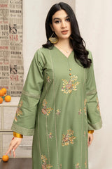 URGE - 3PC DHANAK EMBROIDERED SHIRT WITH TWILL PRINTED SHAWL AND EMBROIDERED TROUSER - HZG2356