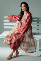 SERAN - 3PC DHANAK EMBROIDERED SHIRT WITH TWILL PRINTED SHAWL AND TROUSER - HZG2608