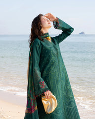 FIONA - 3PC LAWN CHIKANKAARI EMBROIDERED SHIRT WITH CHIFFON PRINTED DUPATTA AND TROUSER - HZG2990