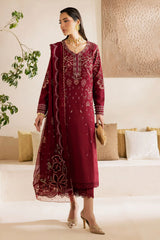 NUREH - 3PC LAWN EMBROIDERED SHIRT WITH CHIFFON EMBROIDERED DUPATTA AND TROUSER - HZG2617