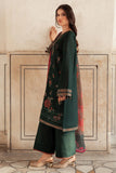 JAZMIN - 3PC DHANAK EMBROIDERED SHIRT WITH TWILL PRINTED SHAWL AND TROUSER - HZG1973