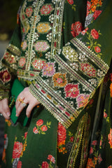 BAROQUE - 3PC SHAMOZE SILK PRINTED EMBROIDERED SHIRT WITH SILK PRINTED EMBROIDERED DUPATTA AND TROUSER - HZU2497