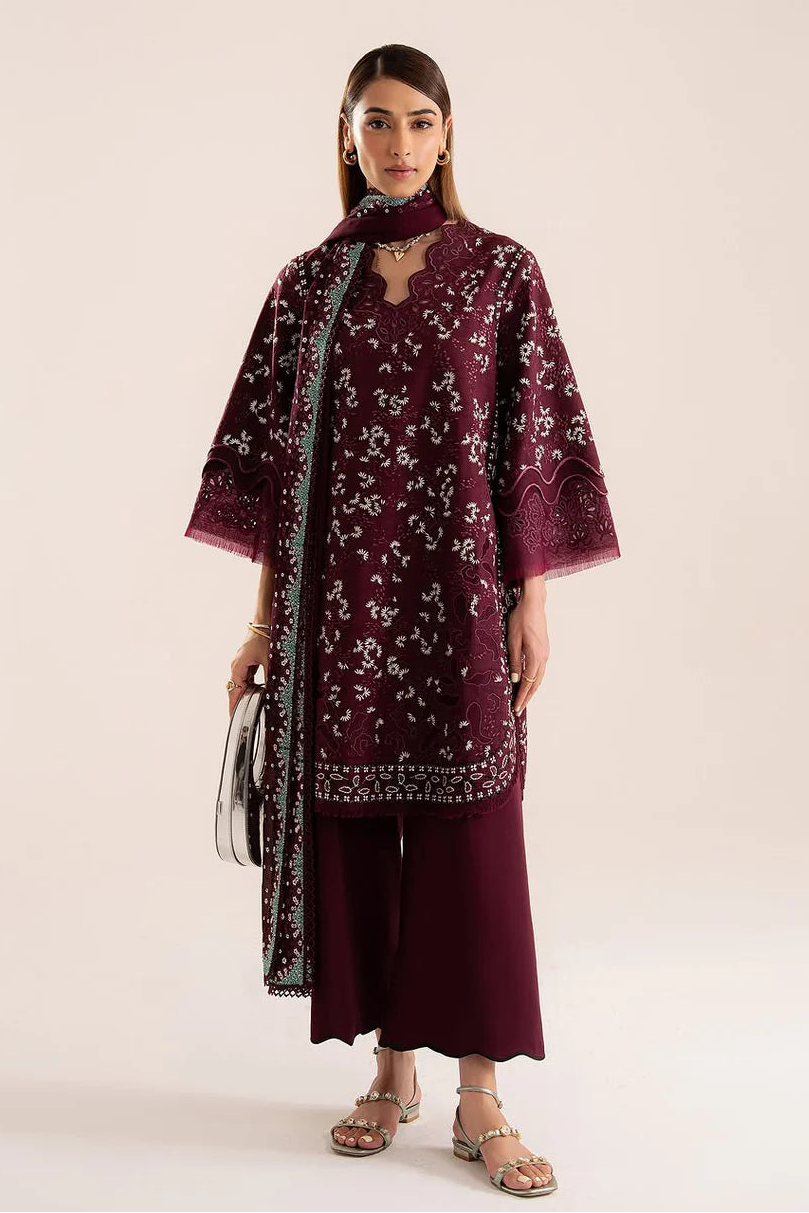 SUFFUSE - 3PC LAWN LASERWORK EMBROIDERED SHIRT WITH KHADDI NET EMBROIDERED DUPATTA AND TROUSER - HZG2756