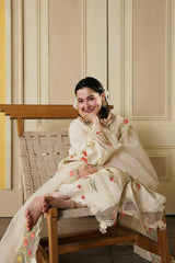 MARYAM HUSSAIN - 3PC LAWN EMBROIDERED SHIRT WITH KHADDI NET EMBROIDERED DUPATTA AND TROUSER - HZG3026