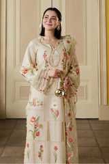 MARYAM HUSSAIN - 3PC LAWN EMBROIDERED SHIRT WITH KHADDI NET EMBROIDERED DUPATTA AND TROUSER - HZG3026