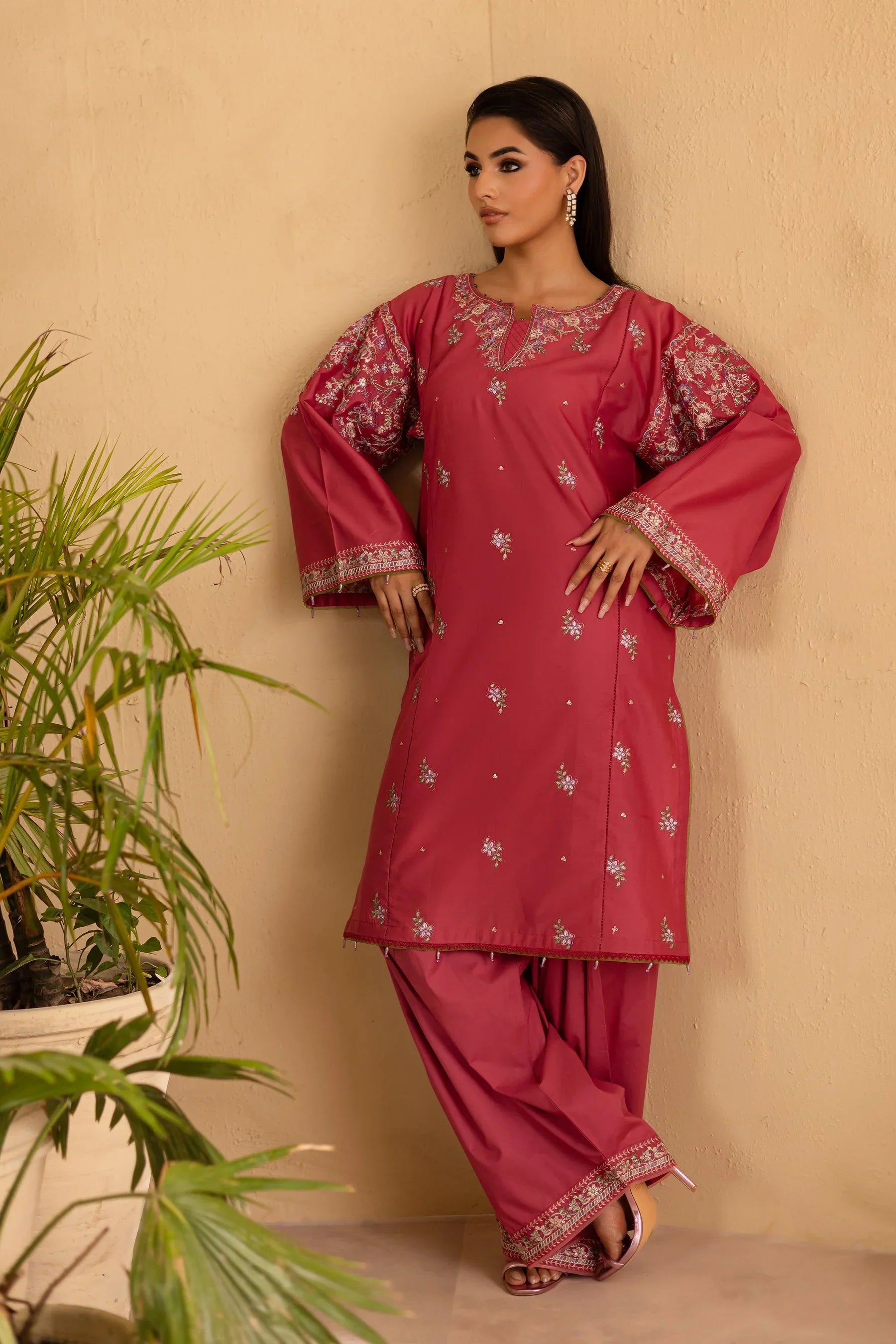 BATIK - 2PC DHANAK EMBROIDERED SHIRT AND EMBROIDERED TROUSER - HZG2376