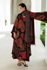 BAROQUE - 3PC KARANDI PRINTED SHIRT WITH KARANDI PRINTED SHAWL AND TROUSER - HZG3147
