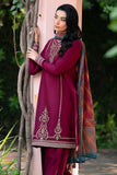 JAZMIN - 3PC DHANAK EMBROIDERED SHIRT WITH TWILL PRINTED SHAWL AND TROUSER - HZG2042