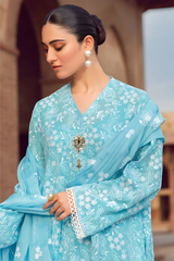 MARIA B - 3PC LAWN EMBROIDERED SHIRT WITH CHIFFON EMBROIDERED DUPATTA AND TROUSER - HZG1497