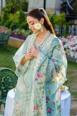 ELAF - 3PC LAWN EMBROIDERED SHIRT WITH CHIFFON PRINTED DUPATTA AND TROUSER - HZG2724