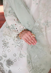 CROSS STITCH - 3PC LAWN LASERWORK EMBROIDERED SHIRT WITH ORGANZA EMBROIDERED DUPATTA AND TROUSER - HZG3021