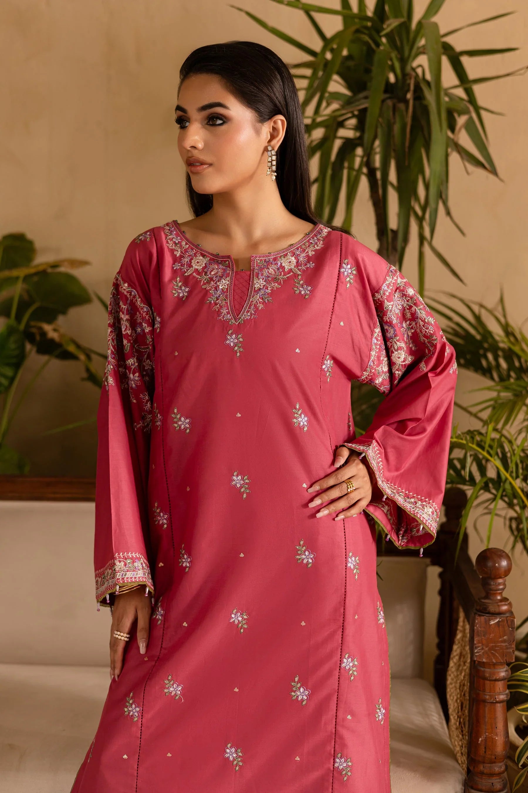 BATIK - 2PC DHANAK EMBROIDERED SHIRT AND EMBROIDERED TROUSER - HZG2376