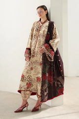 BAROQUE - 3PC KARANDI PRINTED SHIRT WITH KARANDI PRINTED SHAWL AND TROUSER - HZG3137