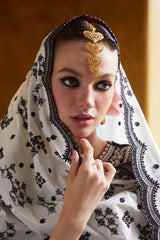 HUSSAIN REHAR - 3PC DHANAK EMBROIDERED SHIRT WITH COTTON NET EMBROIDERED DUPATTA AND TROUSER - HZG2369