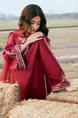 IZEL - 3PC LAWN EMBROIDERED SHIRT WITH COTTON NET EMBROIDERED DUPATTA AND TROUSER - HZG3105