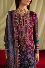 NUREH - 3PC LAWN PRINTED SHIRT WITH CHUNRI PRINTED DUPATTA AND TROUSER - HZG2933