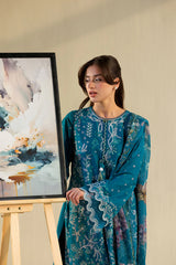 SOBIA NAZIR - 3PC LAWN EMBROIDERED SHIRT WITH CHIFFON PRINTED DUPATTA AND TROUSER - HZG2785