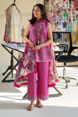 SOBIA NAZIR - 3PC LAWN EMBROIDERED SHIRT WITH CHIFFON PRINTED DUPATTA AND TROUSER - HZG2907