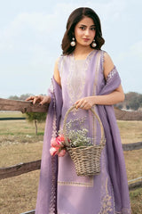 IZEL - 3PC LAWN EMBROIDERED SHIRT WITH COTTON NET EMBROIDERED DUPATTA AND TROUSER - HZG3104