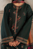 JAZMIN - 3PC DHANAK EMBROIDERED SHIRT WITH TWILL PRINTED SHAWL AND TROUSER - HZG1973