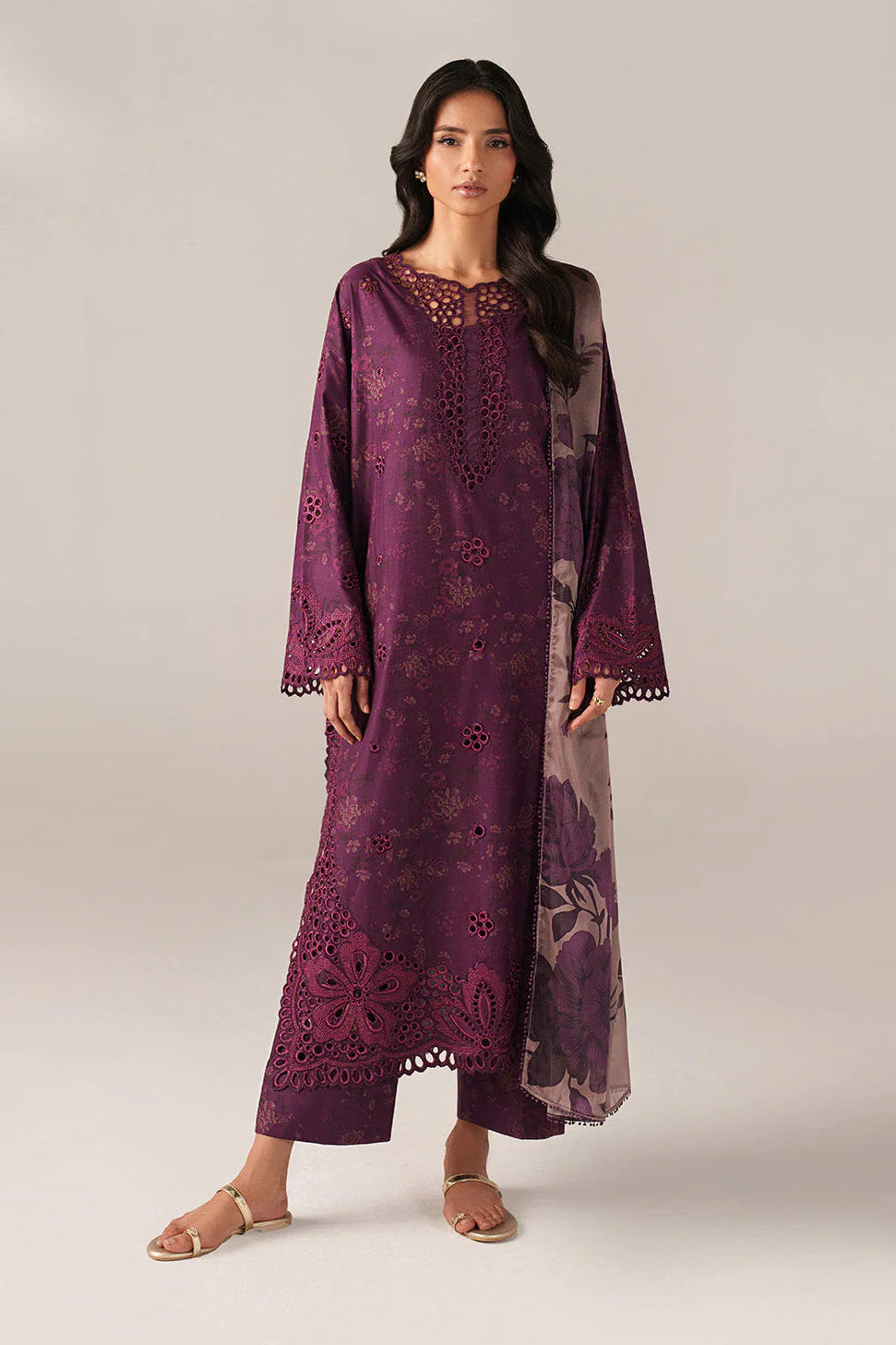 IZNIK - 3PC LAWN PRINTED SHIRT WITH SILK PRINTED DUPATTA AND TROUSER - HZG2924