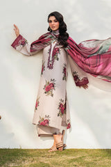 IZNIK - 3PC KARANDI PRINTED SHIRT WITH KARANDI PRINTED DUPATTA AND TROUSER - HZU2513
