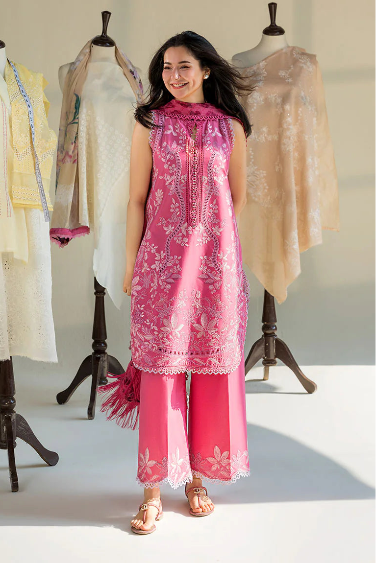 SOBIA NAZIR - 3PC LAWN EMBROIDERED SHIRT WITH CHIFFON PRINTED DUPATTA AND TROUSER - HZG2784