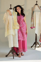 SOBIA NAZIR - 3PC LAWN EMBROIDERED SHIRT WITH CHIFFON PRINTED DUPATTA AND TROUSER - HZG2784