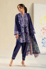 SOBIA NAZIR - 3PC LAWN EMBROIDERED SHIRT WITH CHIFFON PRINTED DUPATTA AND TROUSER - HZG2783