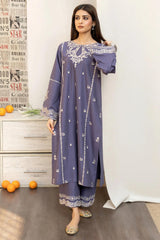 URGE - 3PC LAWN EMBROIDERED SHIRT WITH MANAAR PRINTED DUPATTA AND EMBROIDERED TROUSER - HZG1594