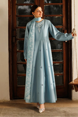PANACHE - 3PC LAWN CHIKANKAARI EMBROIDERED FROCK WITH CHIFFON PRINTED DUPATTA AND TROUSER - HZG2994