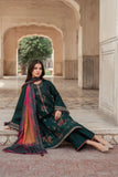 JAZMIN - 3PC DHANAK EMBROIDERED SHIRT WITH TWILL PRINTED SHAWL AND TROUSER - HZG1973