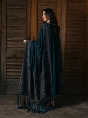 IZEL - 3PC DHANAK EMBROIDERED SHIRT TWILL PRINTED SHAWL AND TROUSER - HZG3158