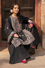 ZARPASH - 3PC DHANAK EMBROIDERED SHIRT WITH CHIFFON EMBROIDERED DUPATTA AND TROUSER - HZG2607