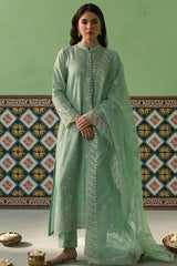 CROSS STITCH - 3PC LAWN EMBROIDERED SHIRT WITH ORGANZA EMBROIDERED DUPATTA AND TROUSER - HZG2095